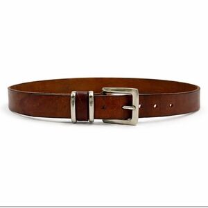 Vtg Aimee Lynn Women Classic Brown Leather Belt XL Solid Brass 1.25" Width